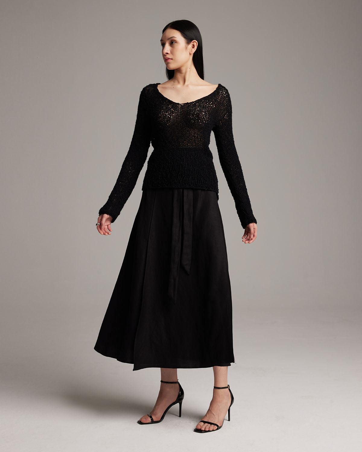 Flammé Loose Knit Long Sweater - Sumiye Co