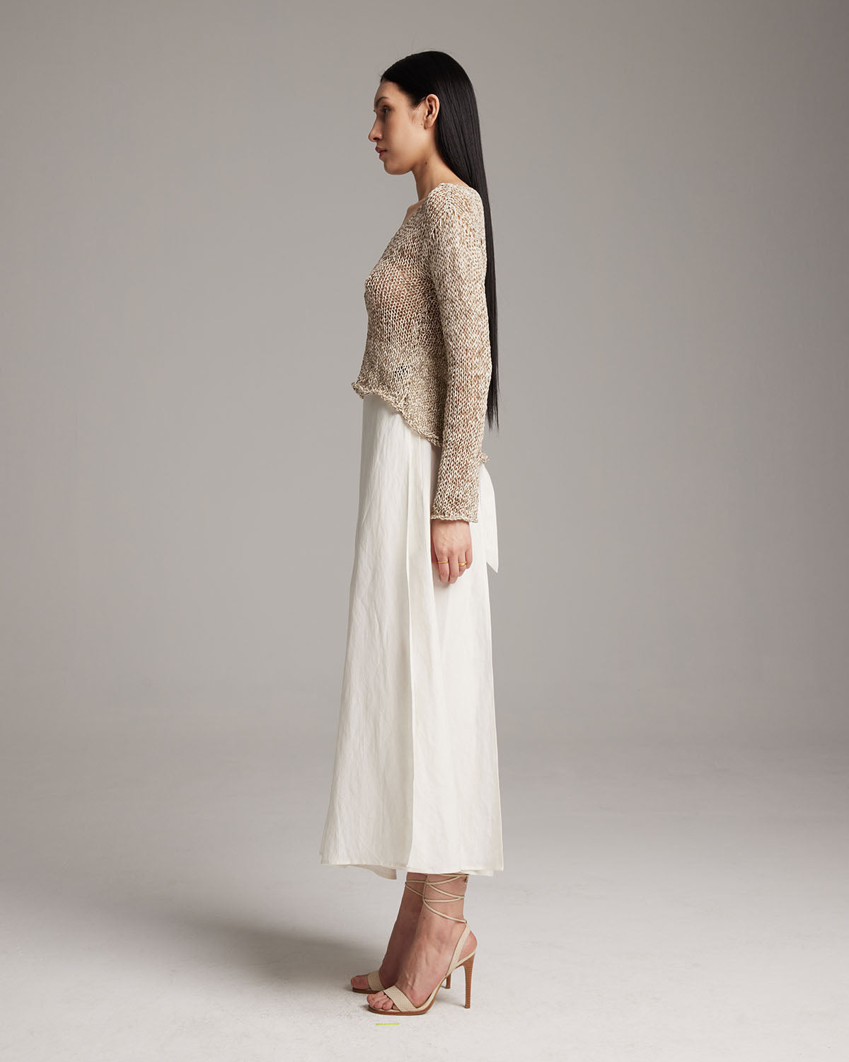 Marble Loose Knit Midlength Crop Sweater - Sumiye Co