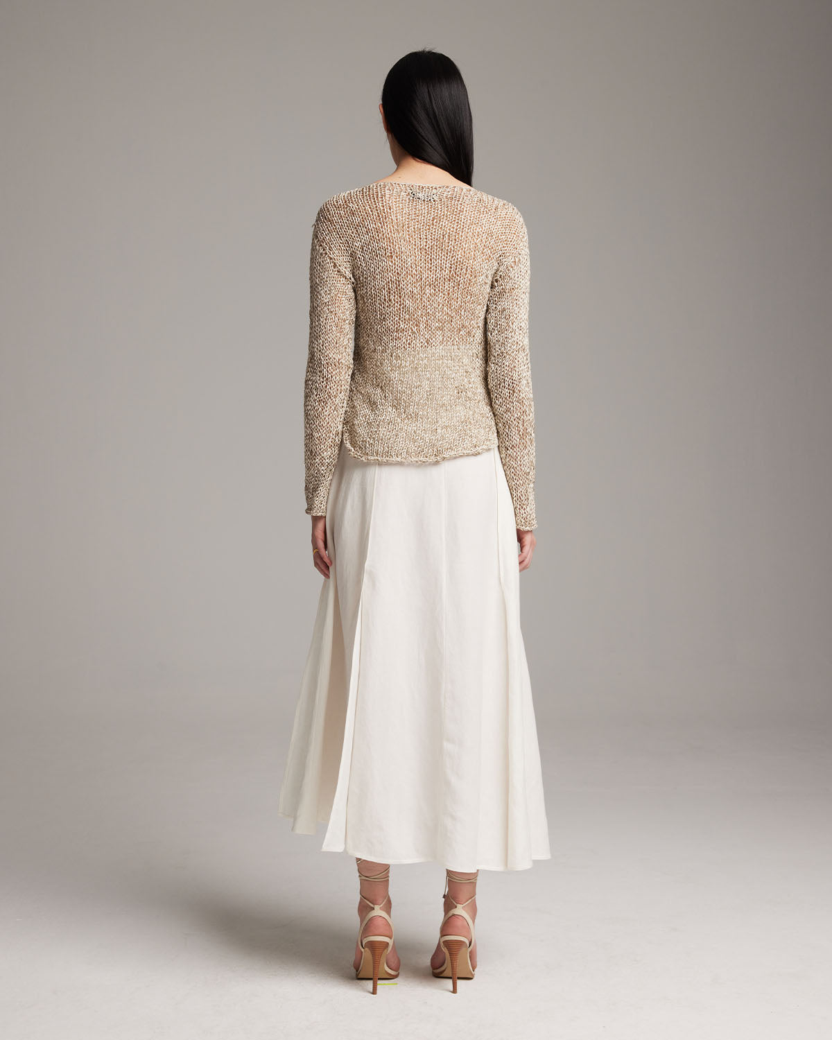 Marble Loose Knit Midlength Crop Sweater - Sumiye Co