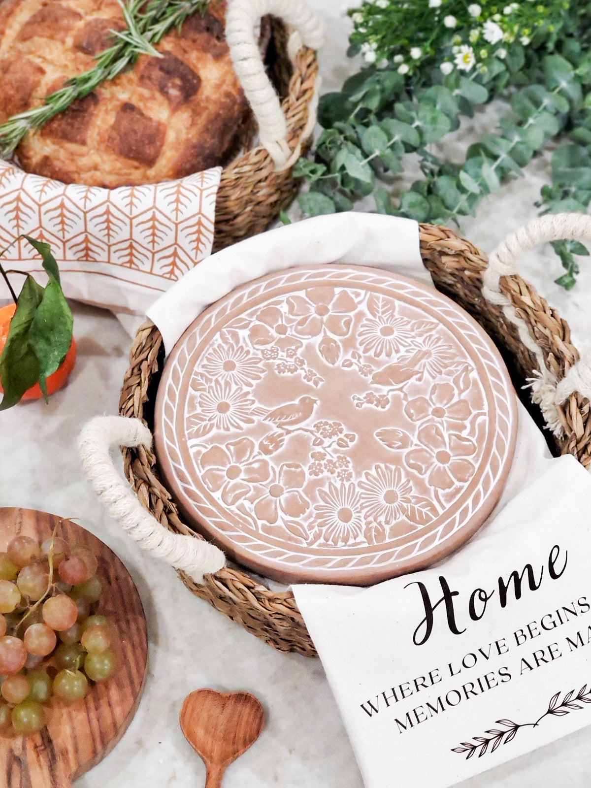 Bread Warmer & Basket - Garden Round-2