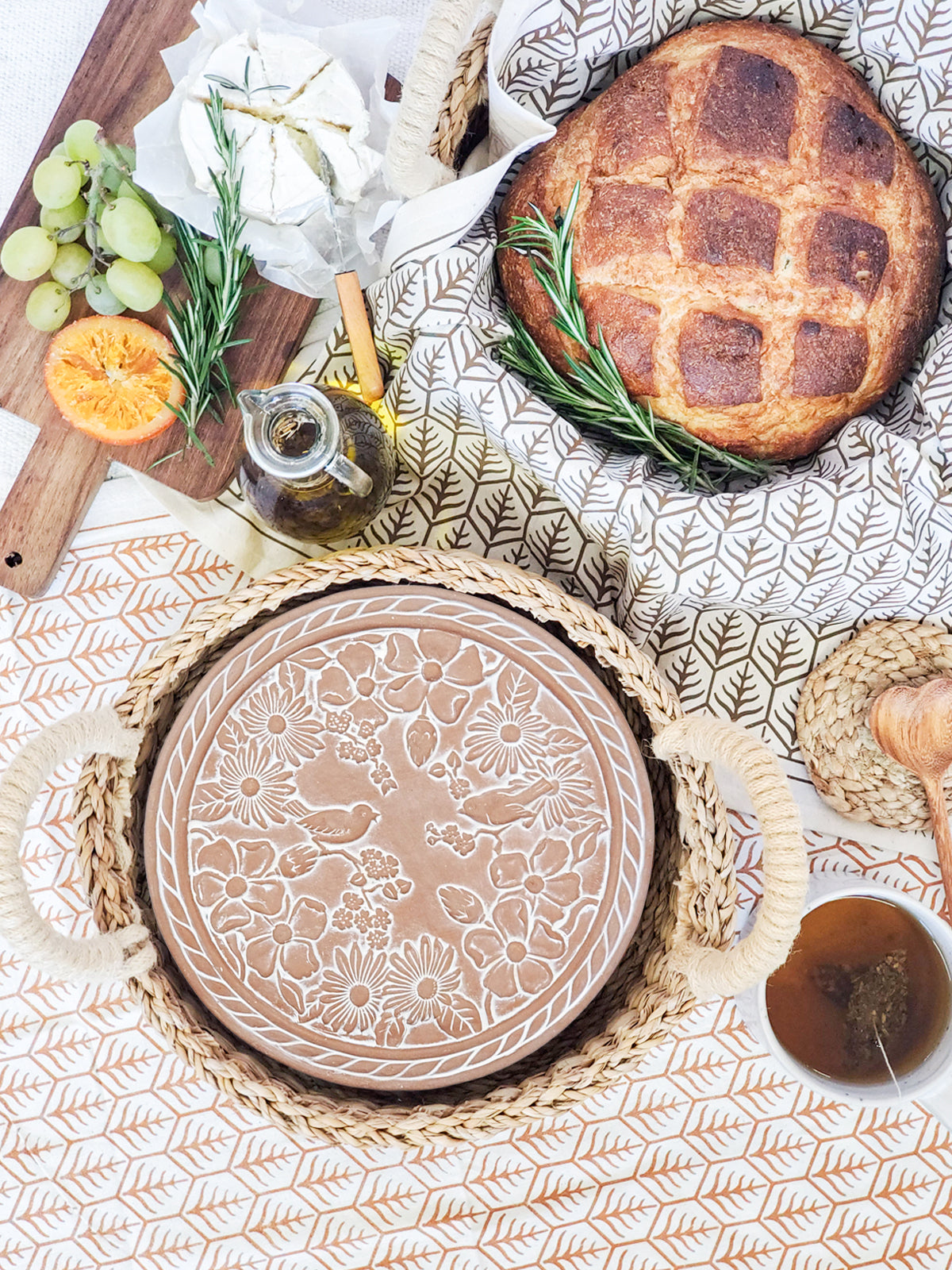 Bread Warmer & Basket - Garden Round-1