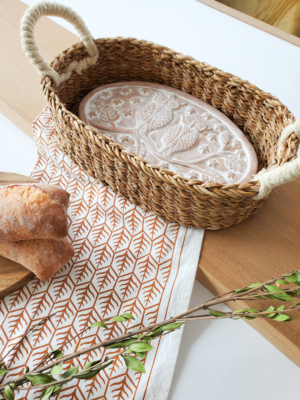 Bread Warmer & Basket - Owl Oval-1