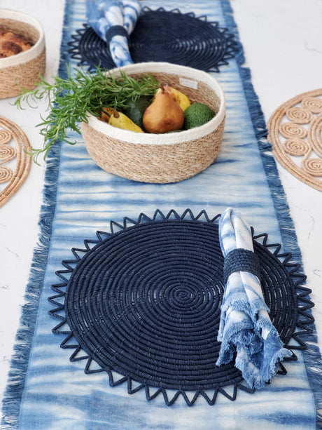 Surya Woven Palm Fiber Placemat - Indigo Blue (Set of 2)-1