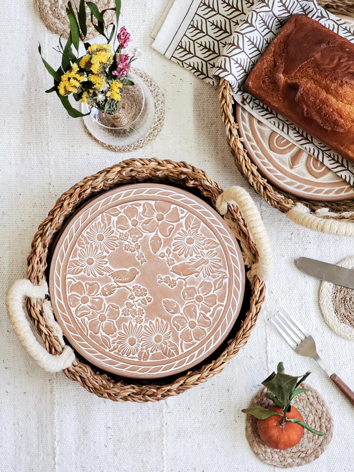 Bread Warmer & Basket - Garden Round-4