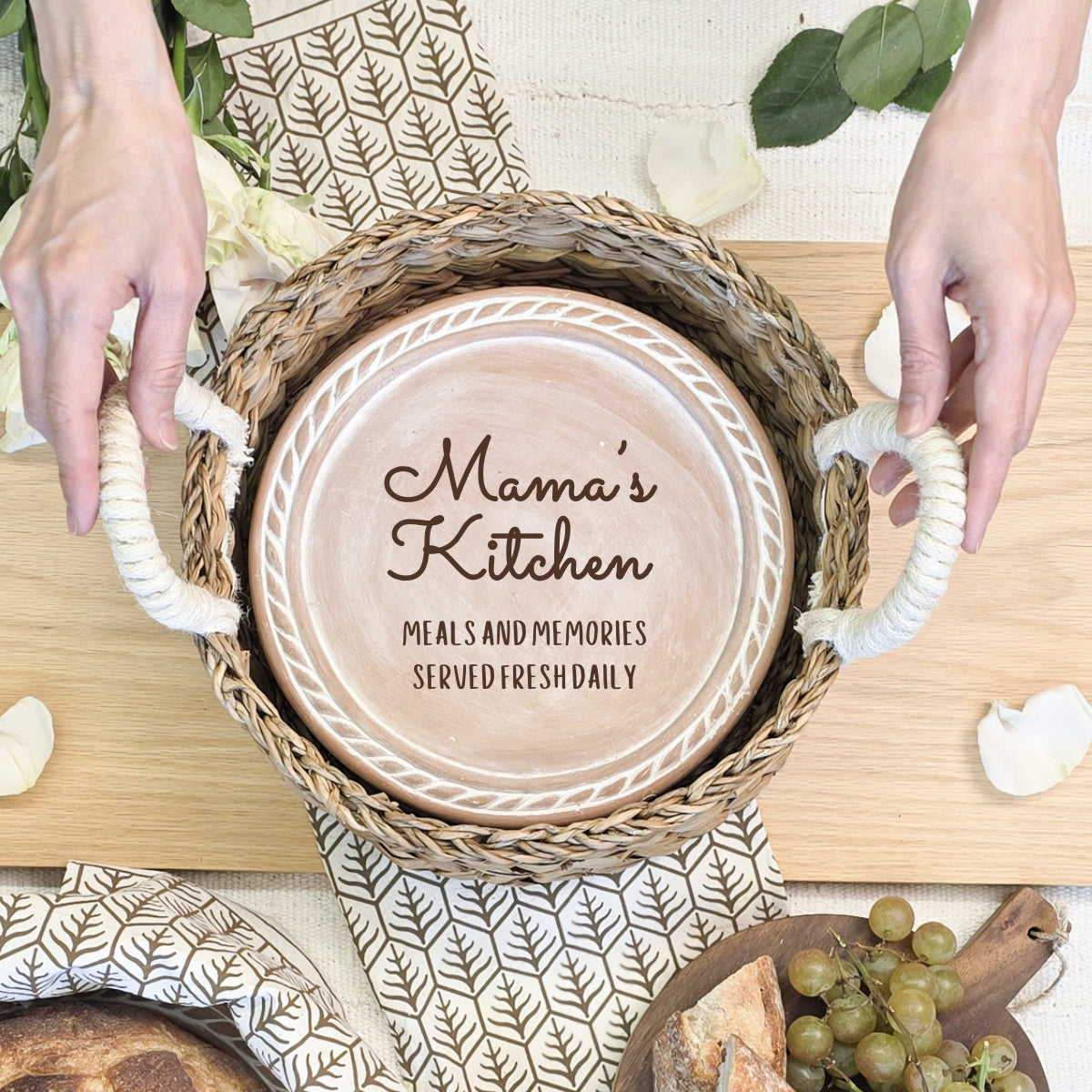 Bread Warmer & Basket Gift Set with Tea Towel - Mom Round-1