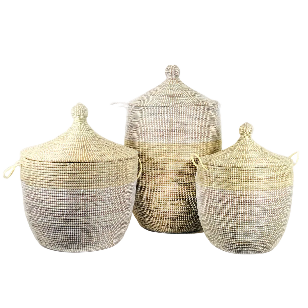 Cesta mediana de dos tonos: natural y blanca