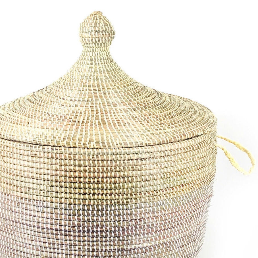 Low Storage Two-Tone Basket 23" x 19" - Natural + White - Sumiye Co