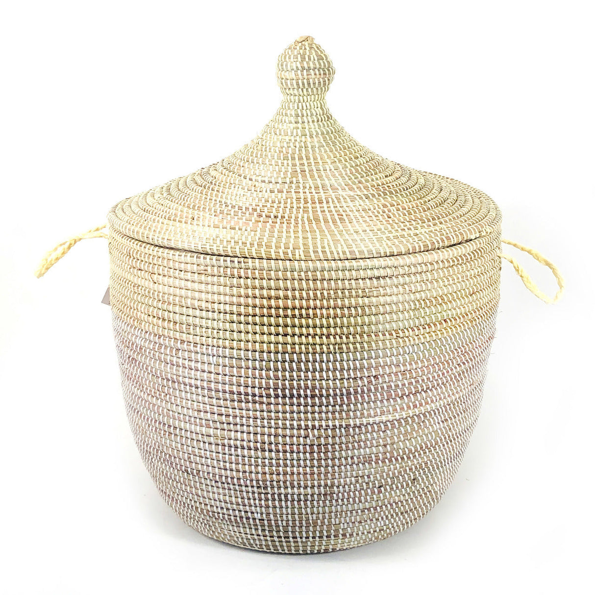 Low Storage Two-Tone Basket 23" x 19" - Natural + White - Sumiye Co