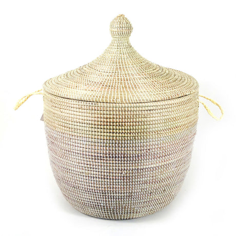 Low Storage Two-Tone Basket 23" x 19" - Natural + White - Sumiye Co