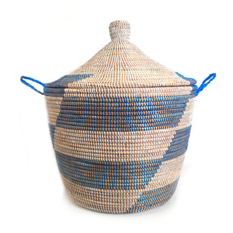 Low Storage Basket 24" x 14" - Blue Stripe - Sumiye Co