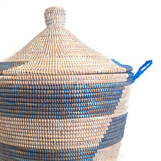 Low Storage Basket 24" x 14" - Blue Stripe - Sumiye Co