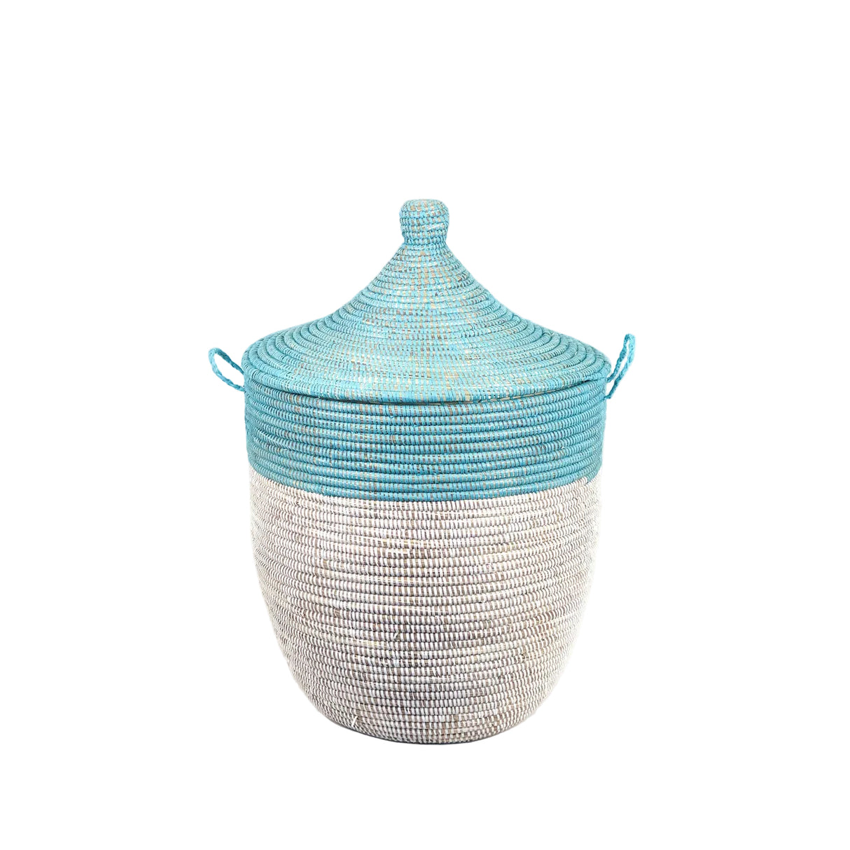 Medium Two-Tone Basket - Turquoise + White - Sumiye Co