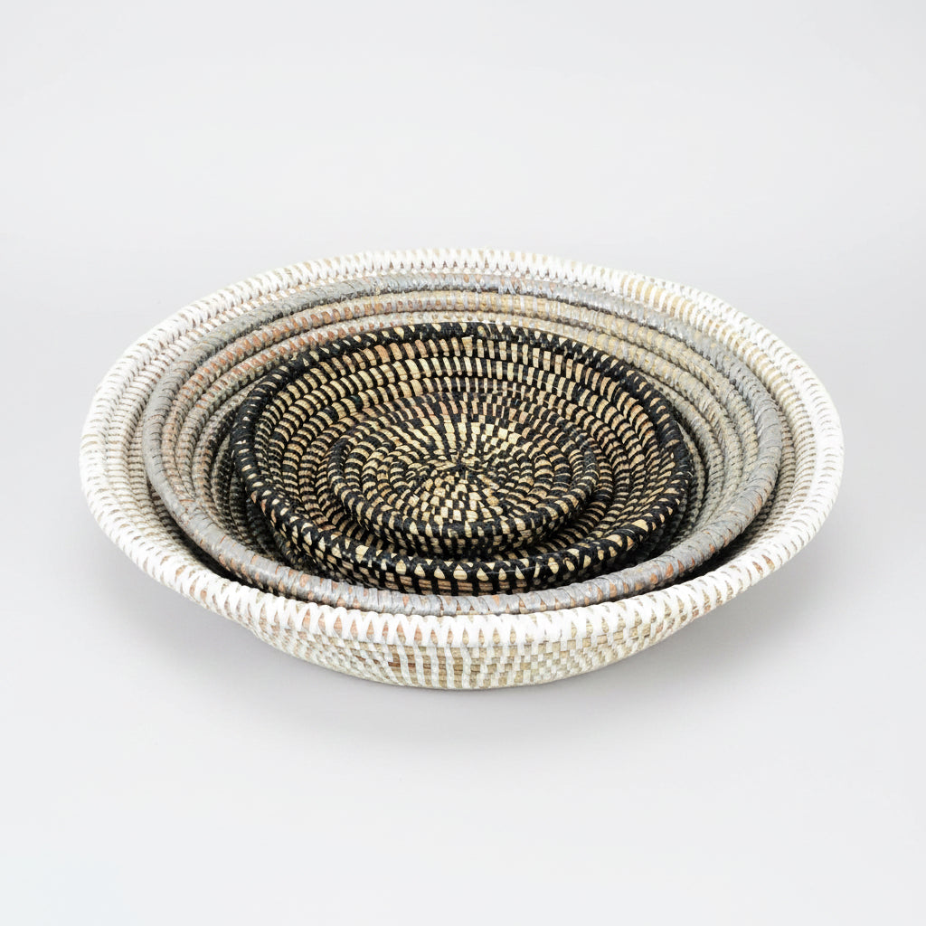 Tabletop Basket Bowl Set - Black/ Grey/ White - Sumiye Co