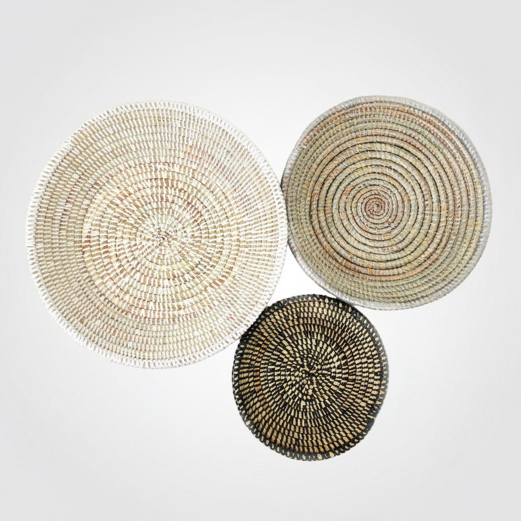 Tabletop Basket Bowl Set - Black/ Grey/ White - Sumiye Co