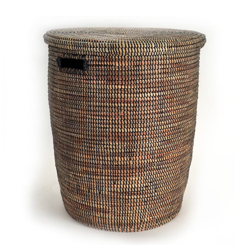Flat Lid Basket Black - Large 20" x 16" | Handwoven Storage Basket - Sumiye Co