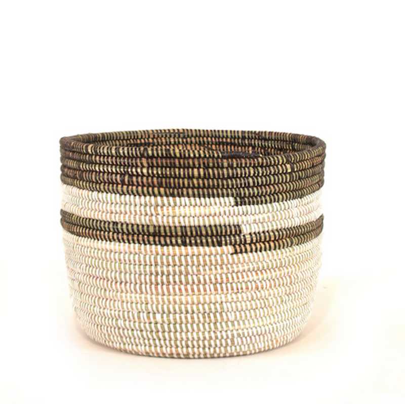 Black and White Stripe Basket - Medium 12" x 10" - Sumiye Co