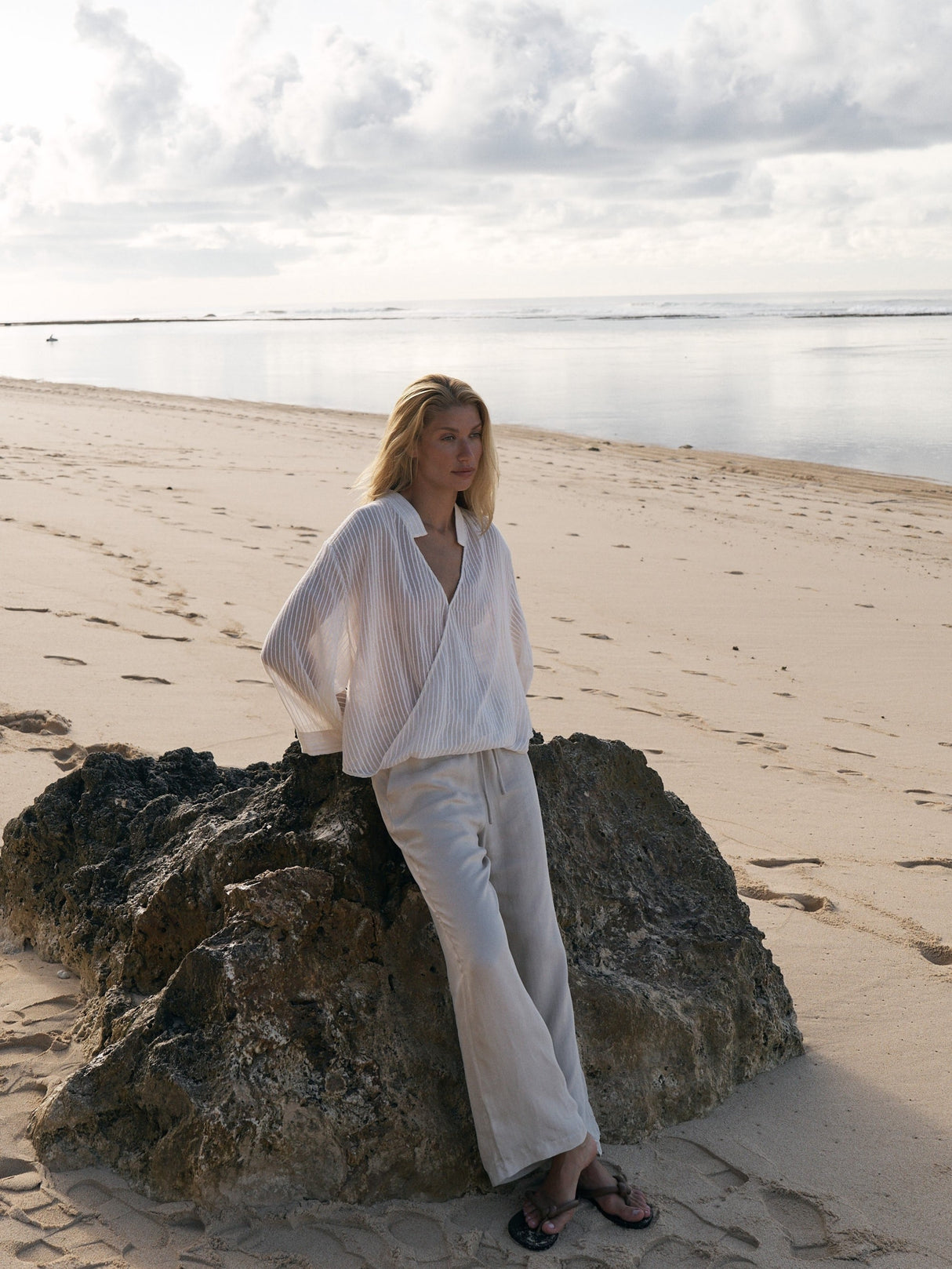 Sade Top - White Stripes - Sumiye Co
