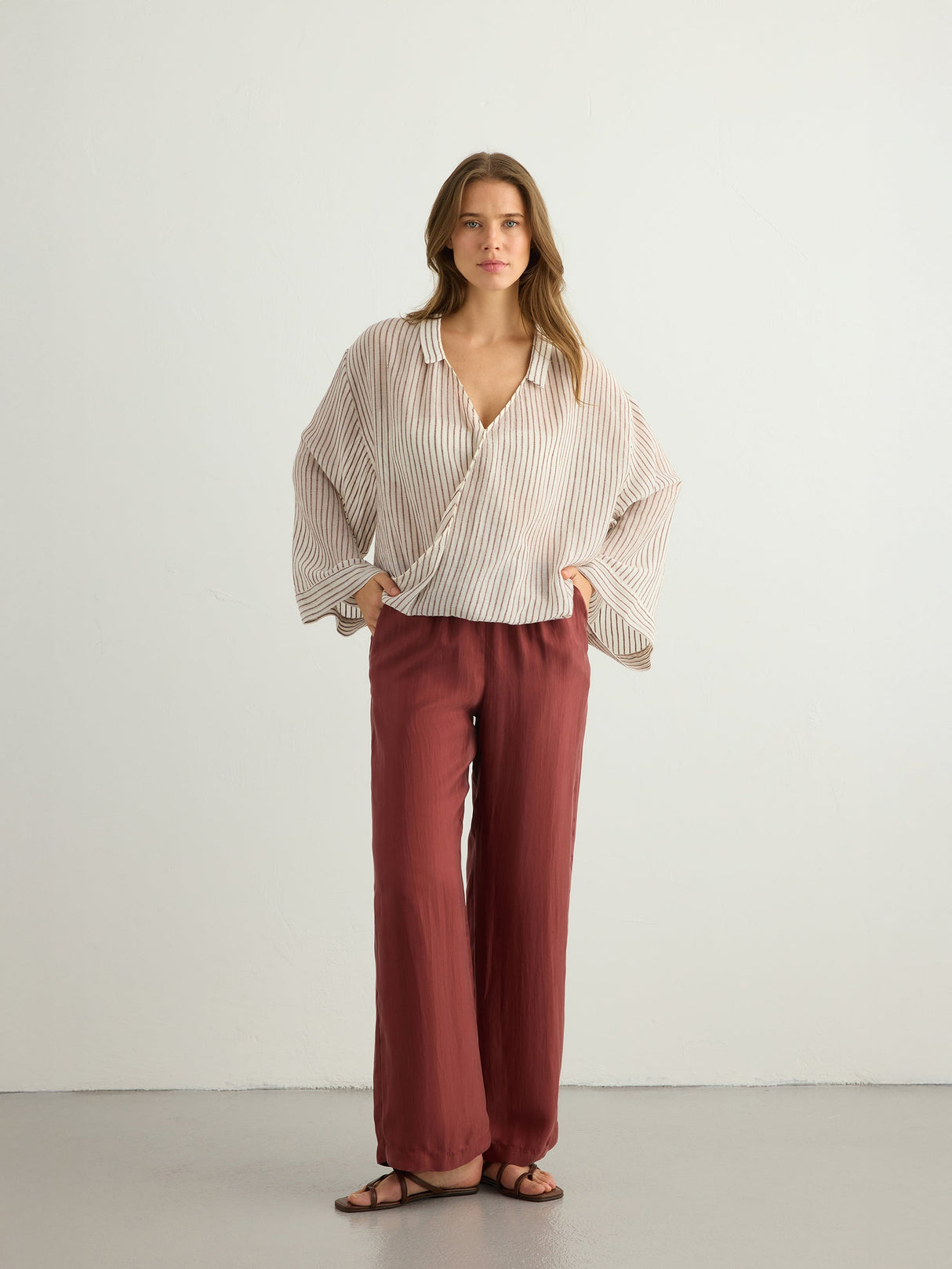 Sade Top - Burgundy Stripes - Sumiye Co