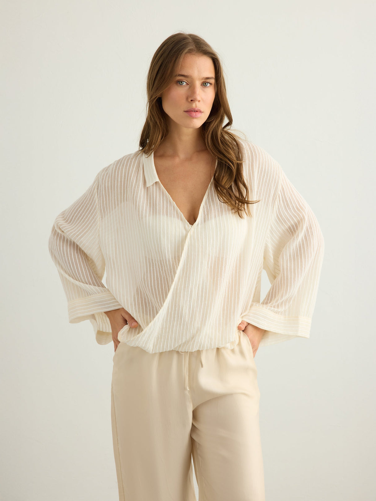 Sade Top - White Stripes - Sumiye Co