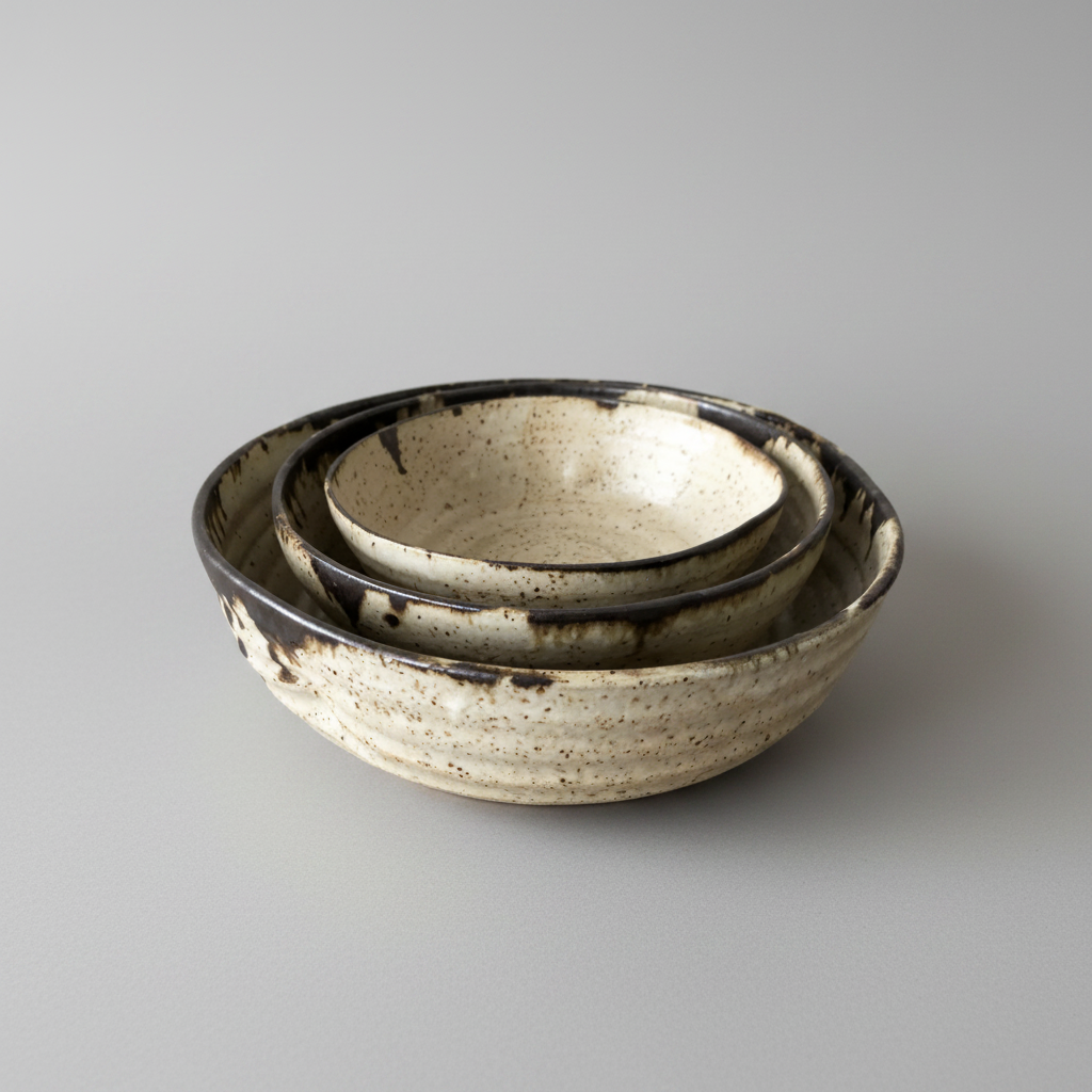 Luna Nesting Bowls | Farmhouse Style Stoneware Clay - Sumiye Co