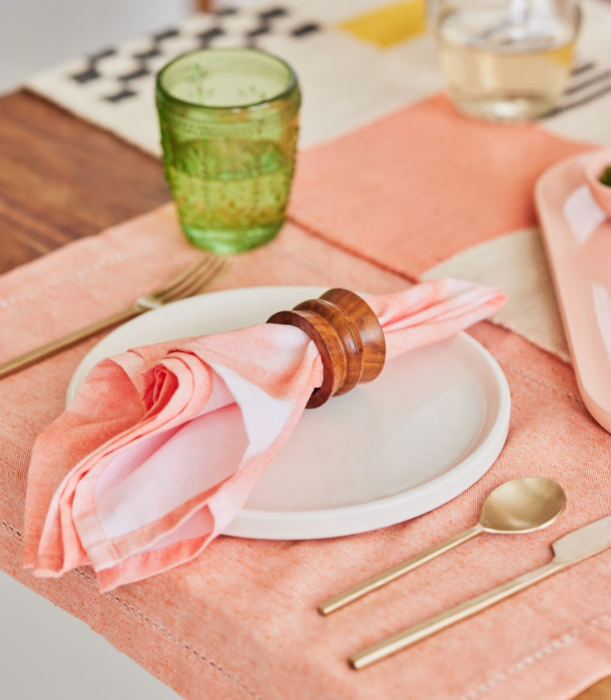 Peachy Watercolor Table Napkins (Set of 4), 19 Inch- 2 SETS - Sumiye Co