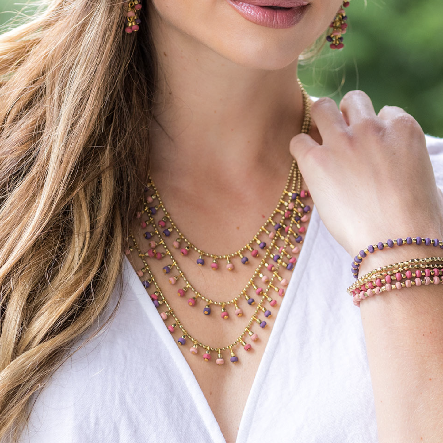 Necklace | Layered Mulberry Artisan Kantha Jewelry