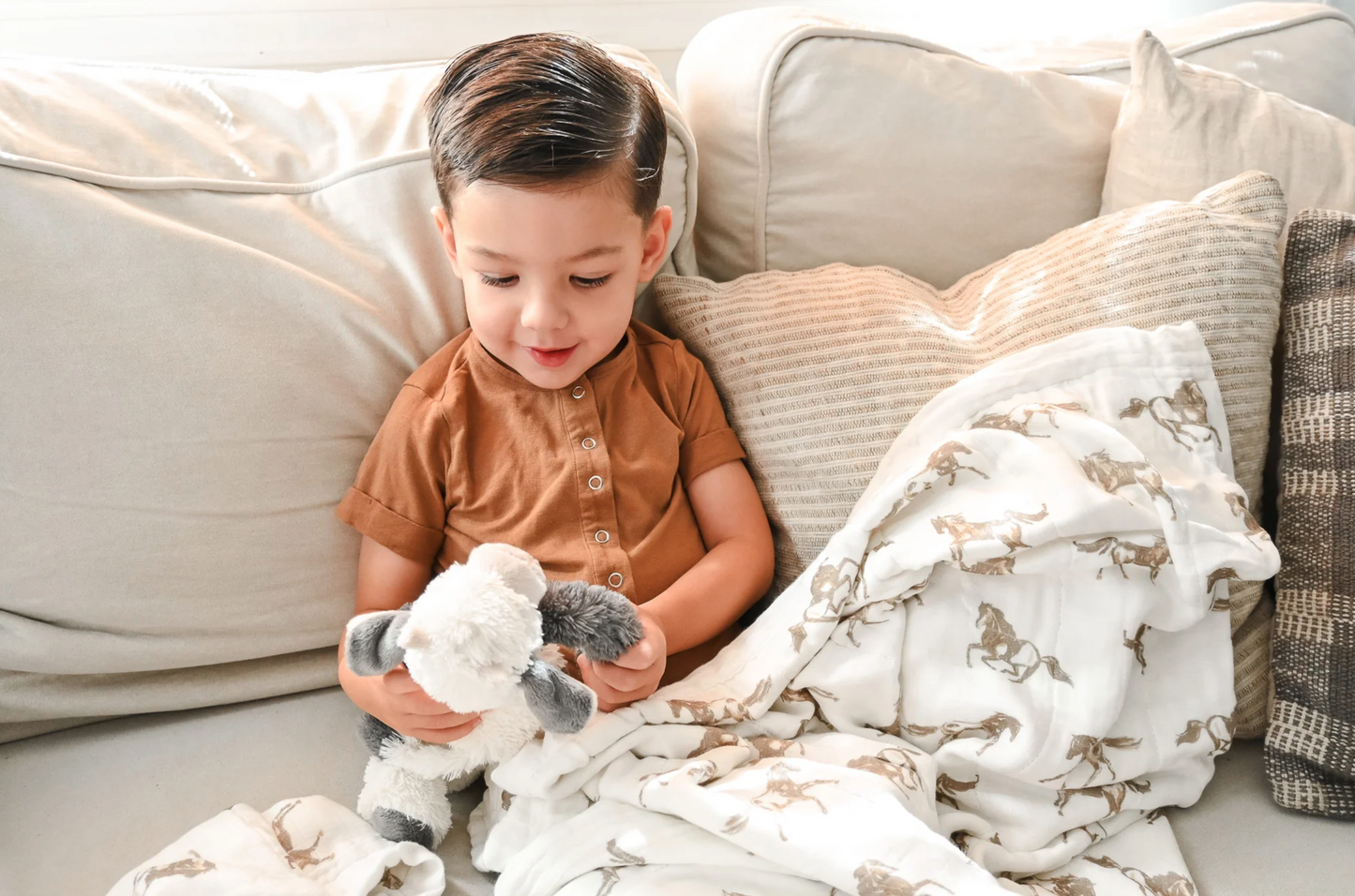 Blanket | Bamboo Muslin - Galloping Horses