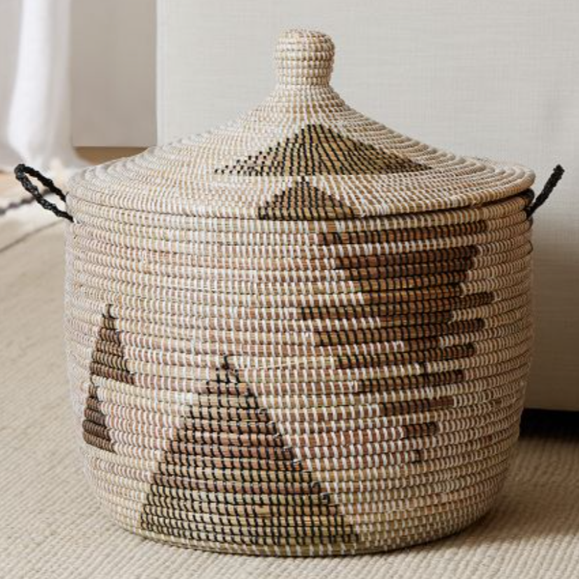 Low Storage Basket Graphic Print - Black and White - Sumiye Co