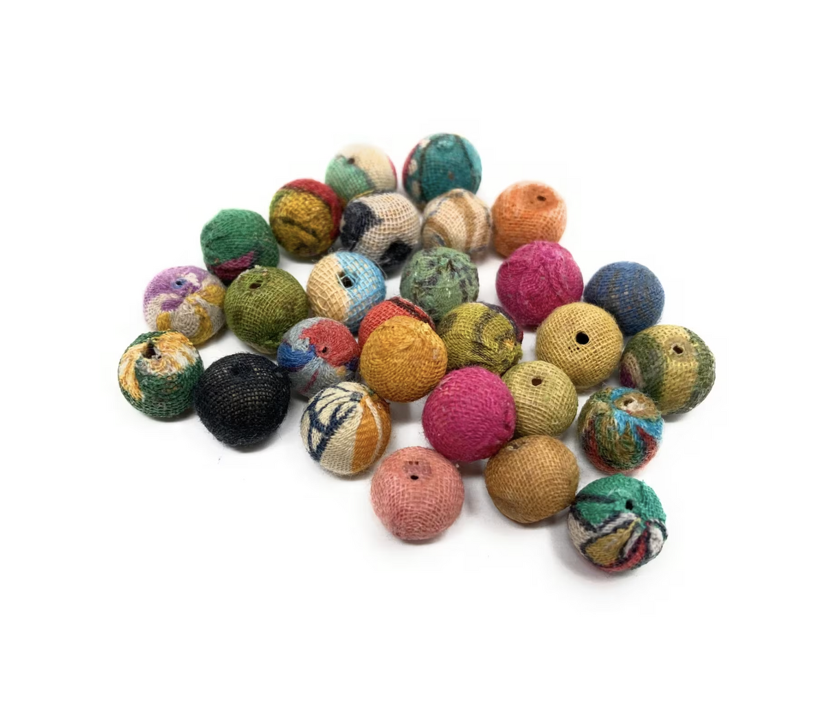 Decorative Beads Garland (6 ft) | Kantha Fabric & Recycled Wood - Sumiye Co