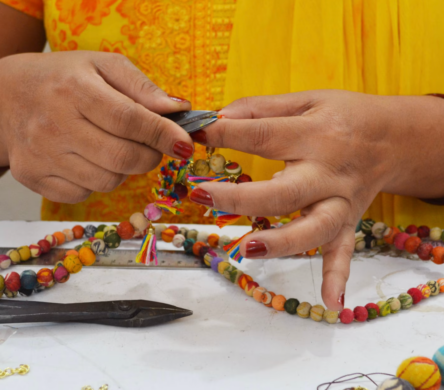 Beads Garland (6 ft) | Kantha Fabric & Recycled Wood