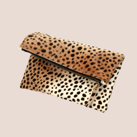 Leopard Print Clutch  | Ethically Sourced Hides - Sumiye Co