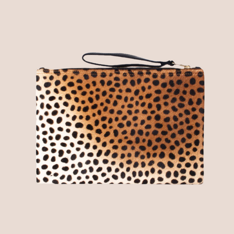 Leopard Print Leather-Flat Wallet Clutch  | Ethically Sourced Hides - Sumiye Co