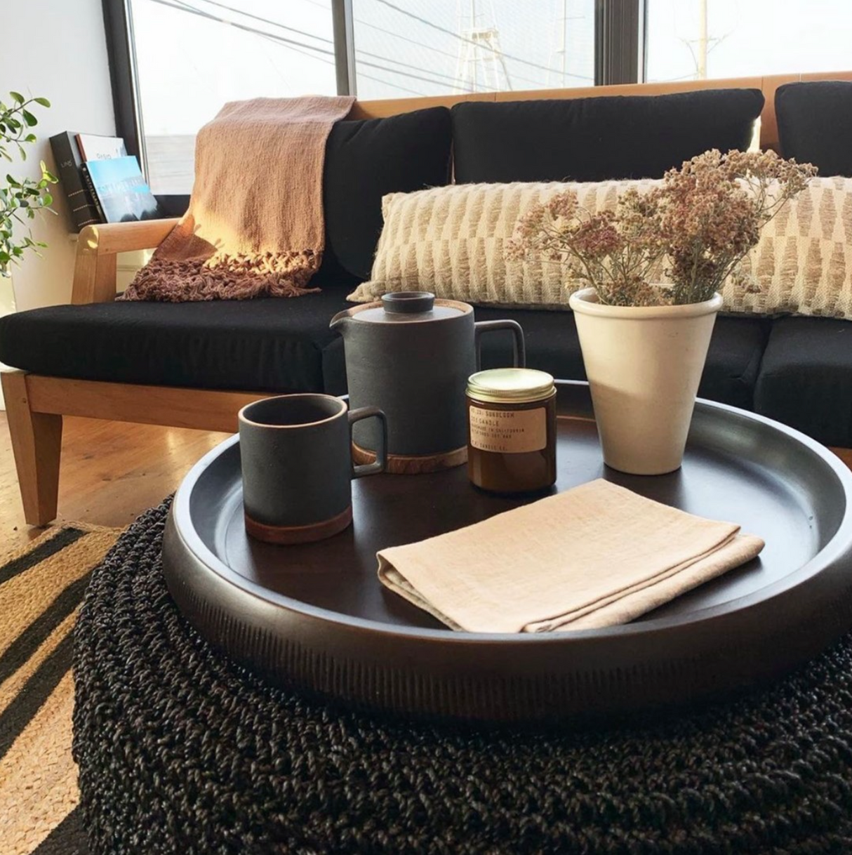 Hand-Carved Mango Wood Large Tray - Sumiye Co