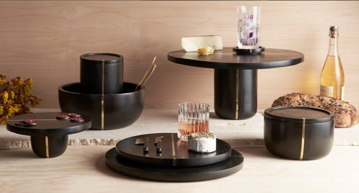 Mango Wood & Brass Tall Canister - Sumiye Co