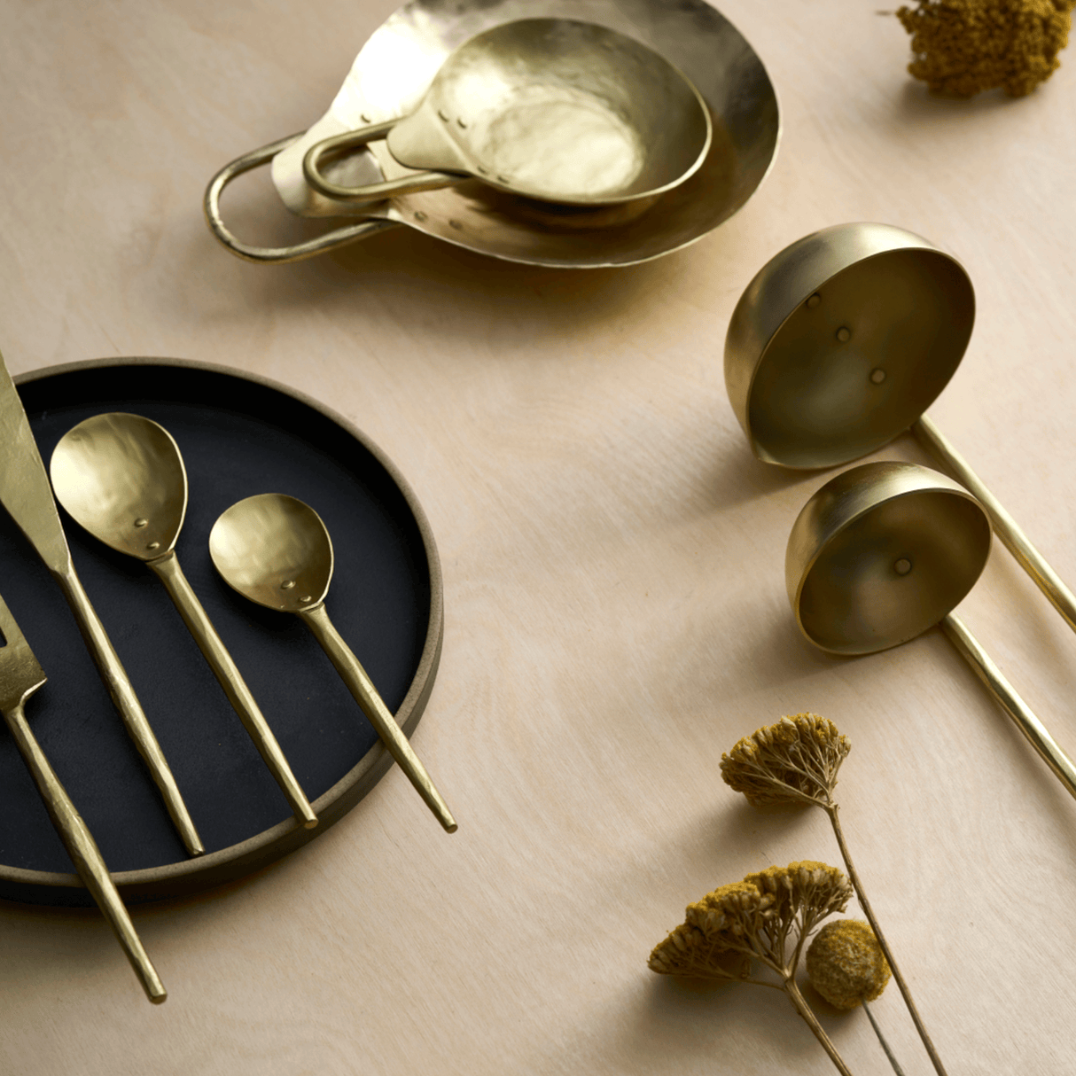 Forge Brass Flatware - Set of 4 - Sumiye Co
