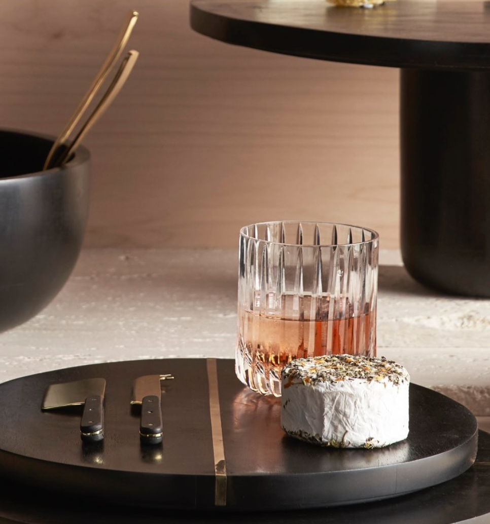 Mango Wood & Brass Small Serving Tray - Sumiye Co