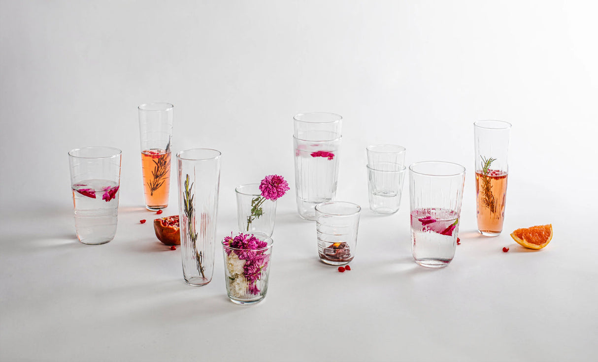 Etched Short Glasses Set of 6 - Sumiye Co