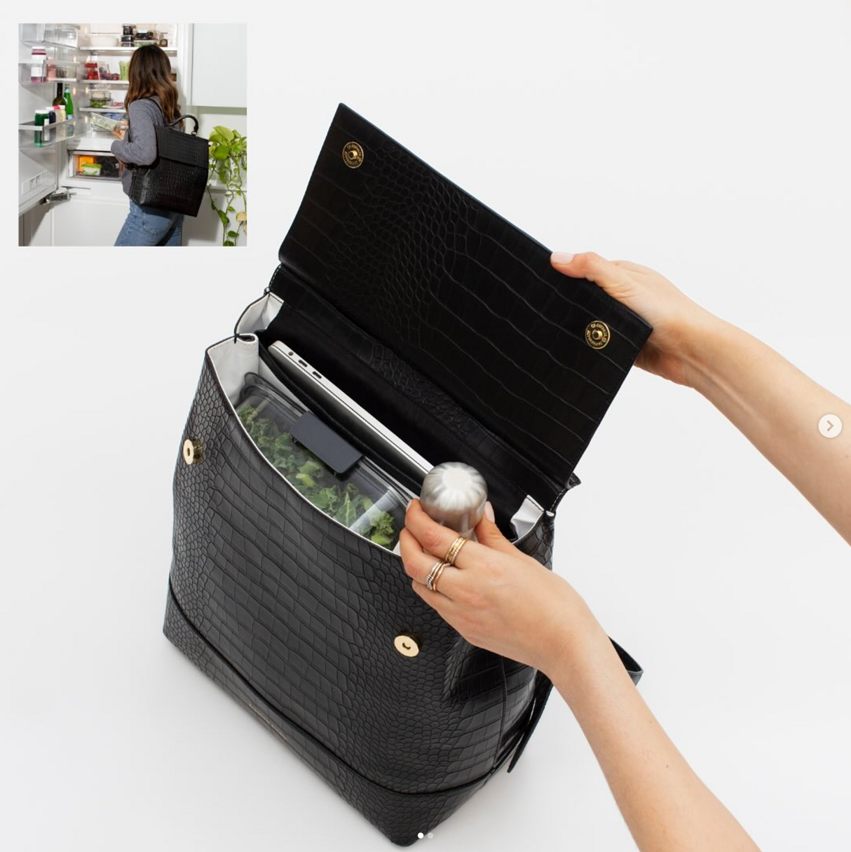 The Backpack - Black Croc | Designer Lunch Bags & Totes - Sumiye Co