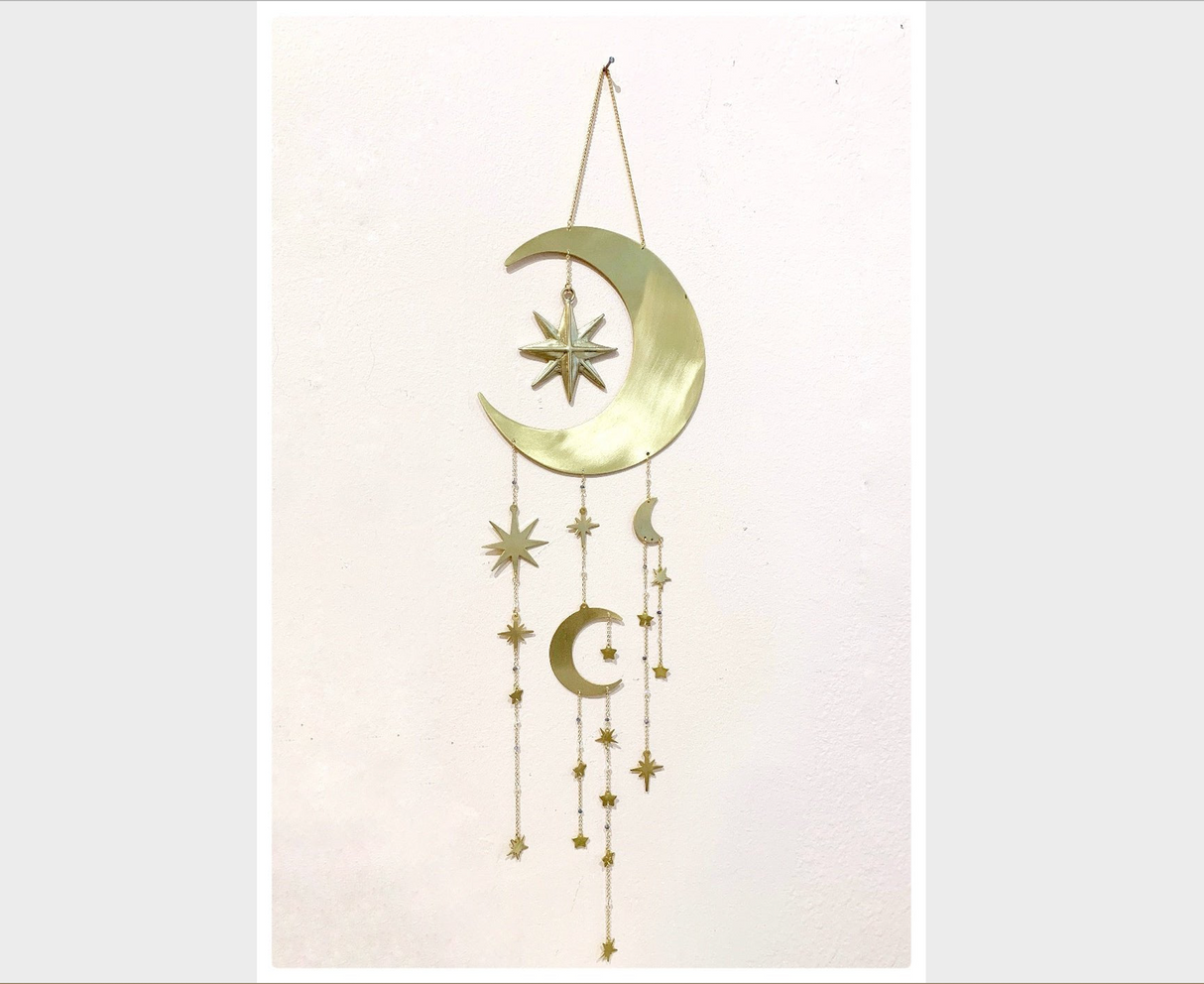 Starry Night Celestial Moon and Star Dreamcatcher - Sumiye Co