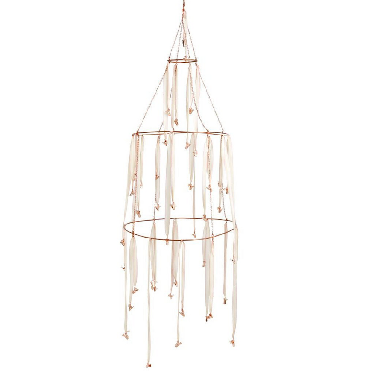 Rose Gold and Dip Dyed Silk Hanging Rack Mobile - Sumiye Co