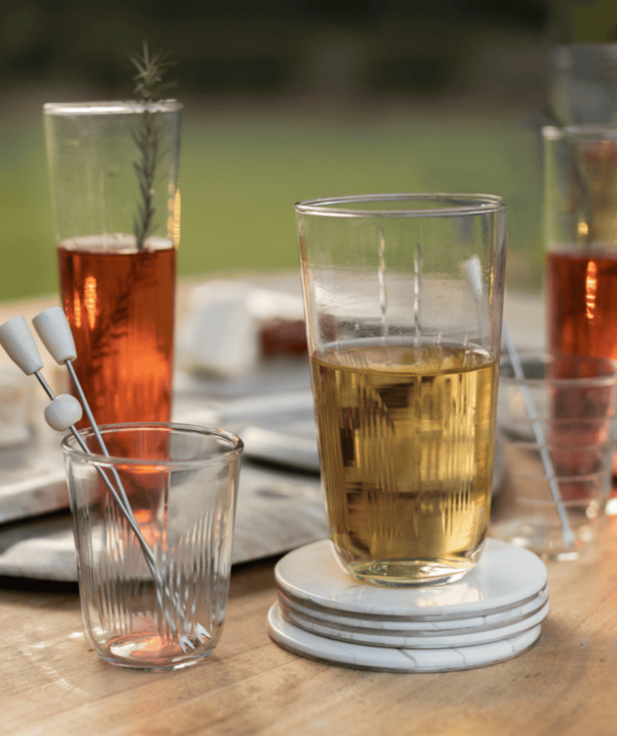 Etched Tall Glasses Set of 6 - Sumiye Co