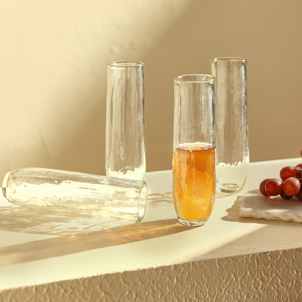 Pebbled Stemless Flutes Set of 4 - Sumiye Co
