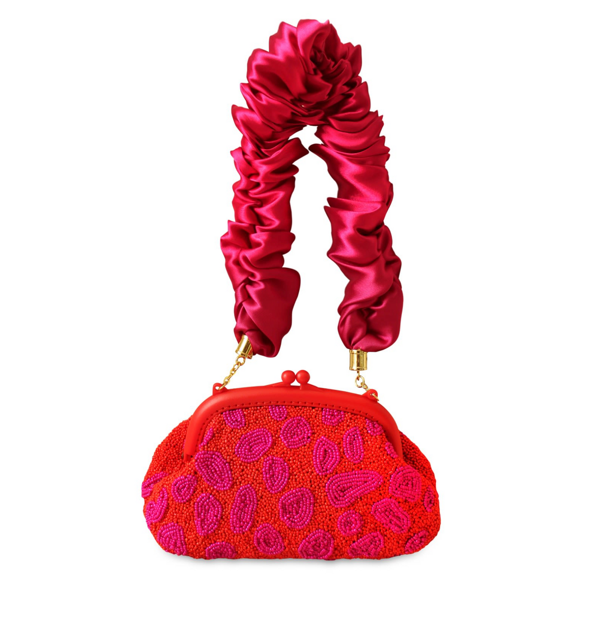 Jean Hand-beaded Clutch, in Red & Pink - Sumiye Co