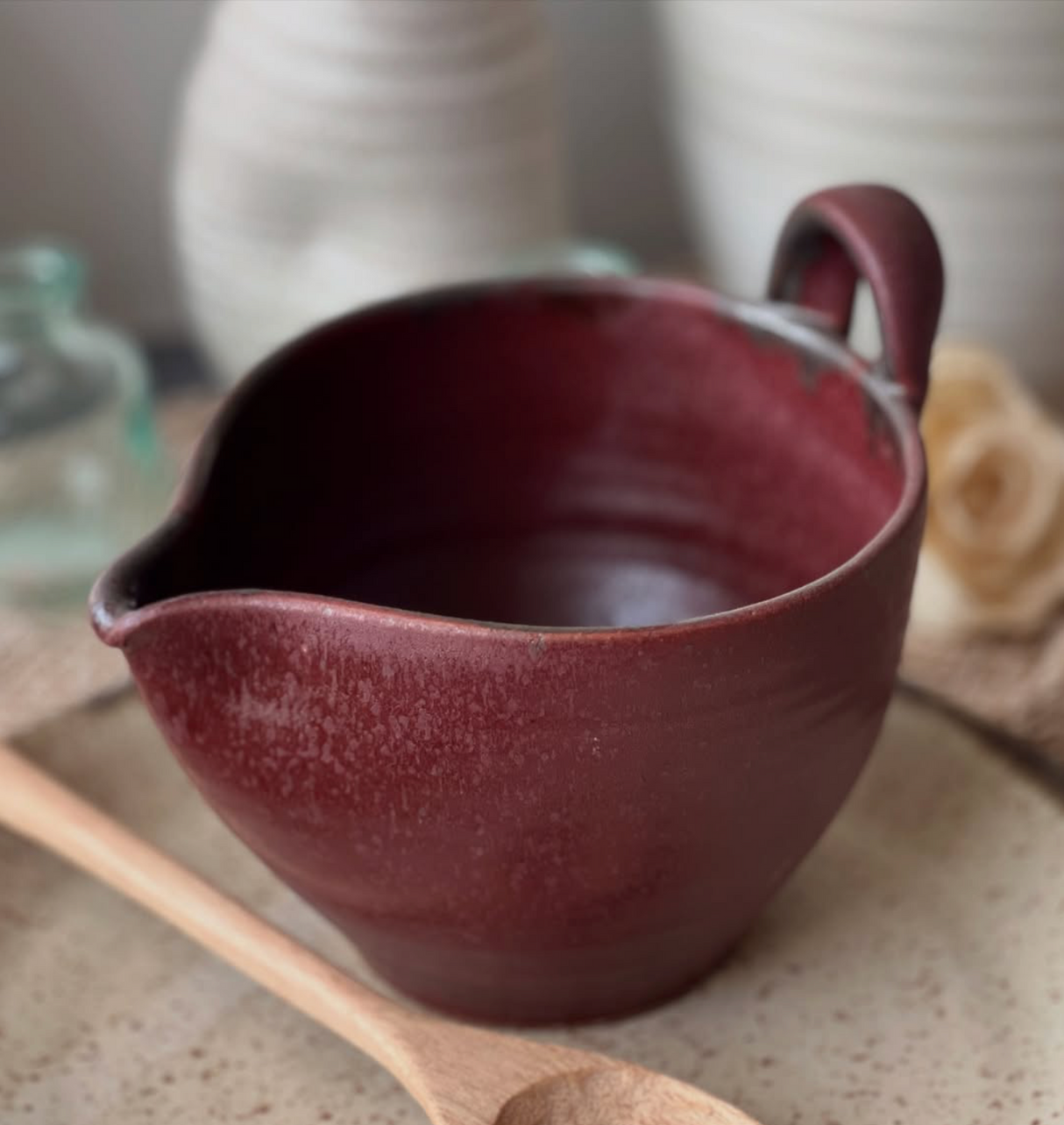 Luna Batter Bowl | Farmhouse Style Stoneware Clay | Handmade - Sumiye Co