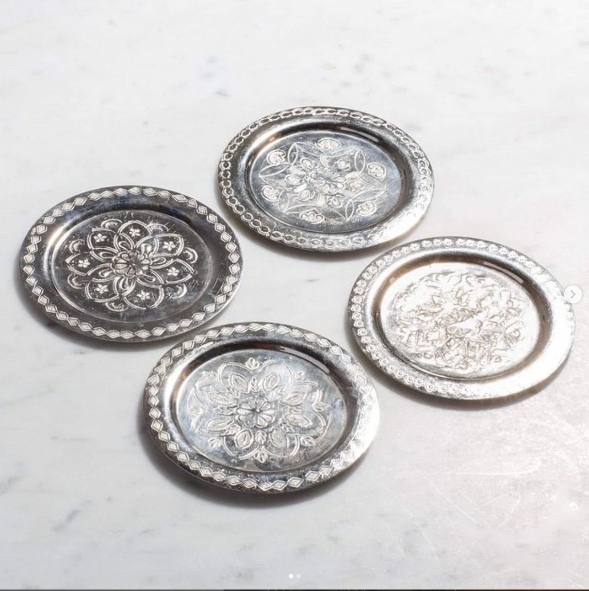 Moroccan Berber Silver Coasters-Set of 4 - Sumiye Co