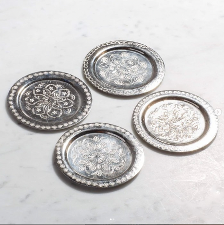 Moroccan Berber Silver Coasters-Set of 4 - Sumiye Co