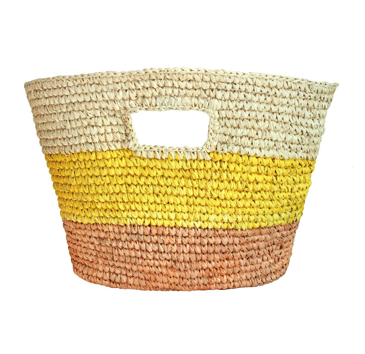 Sayan Raffia Tote Bag - Yellow & Beige - Sumiye Co