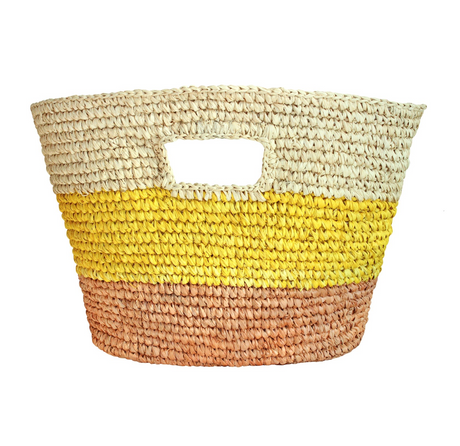 Sayan Raffia Tote Bag - Yellow & Beige - Sumiye Co