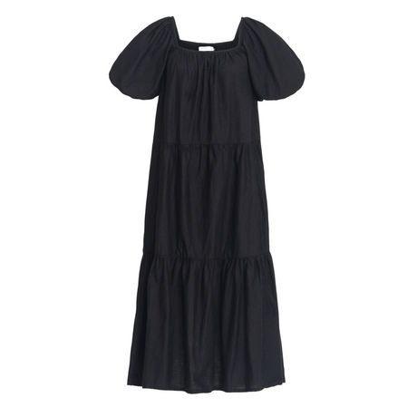 Rosemary Cotton Prairie Dress Black - Sumiye Co