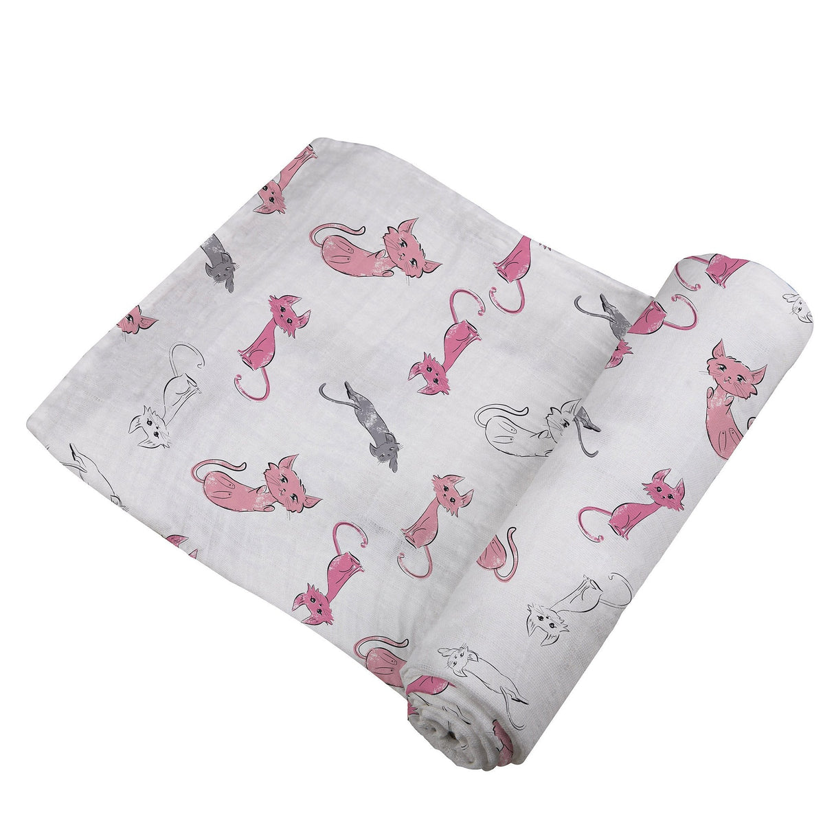 Playful Kitty Bamboo Muslin Swaddle-1